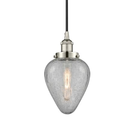 A large image of the Innovations Lighting 616-1PH-10-7 Geneseo Pendant Polished Nickel / Clear Crackled