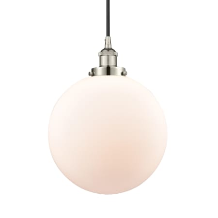 A large image of the Innovations Lighting 616-1PH-16-12 Beacon Pendant Polished Nickel / Matte White