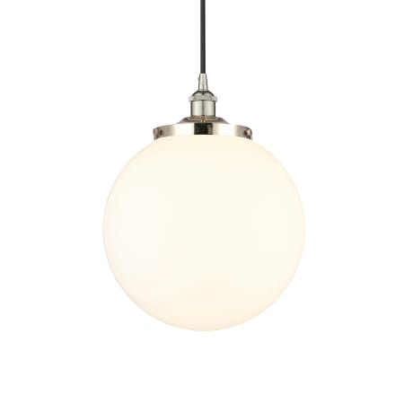 A large image of the Innovations Lighting 616-1PH-18-14 Beacon Pendant Polished Nickel / Matte White