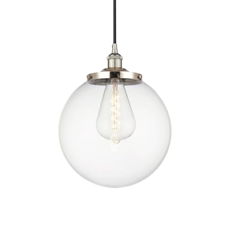 A large image of the Innovations Lighting 616-1PH-18-14 Beacon Pendant Polished Nickel / Clear