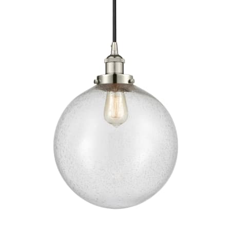 A large image of the Innovations Lighting 616-1PH-16-12 Beacon Pendant Polished Nickel / Seedy