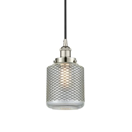 A large image of the Innovations Lighting 616-1PH-12-6 Stanton Pendant Polished Nickel / Clear Wire Mesh