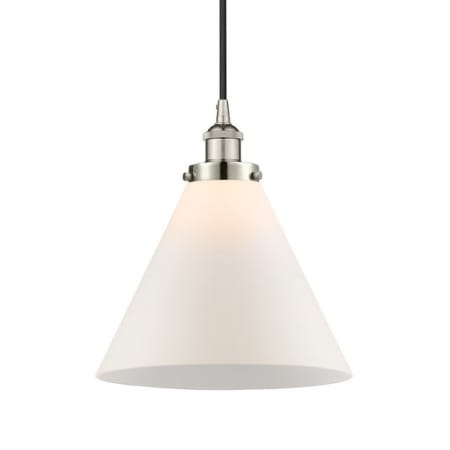 A large image of the Innovations Lighting 616-1PH-15-12-L Cone Pendant Polished Nickel / Matte White