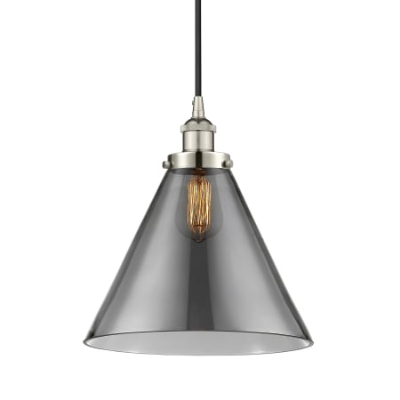 A large image of the Innovations Lighting 616-1PH-15-12-L Cone Pendant Polished Nickel / Plated Smoke