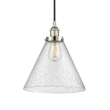 A large image of the Innovations Lighting 616-1PH-15-12-L Cone Pendant Polished Nickel / Seedy