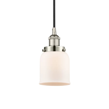 A large image of the Innovations Lighting 616-1PH-10-5 Bell Pendant Polished Nickel / Matte White