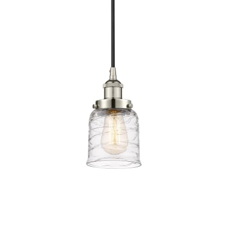 A large image of the Innovations Lighting 616-1PH-10-5 Bell Pendant Polished Nickel / Deco Swirl