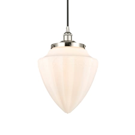 A large image of the Innovations Lighting 616-1PH-17-12 Bullet Pendant Polished Nickel / Matte White