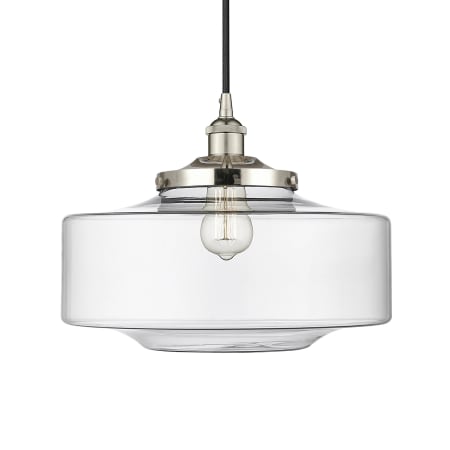 A large image of the Innovations Lighting 616-1PH-12-16 Bridgeton Pendant Polished Nickel / Clear