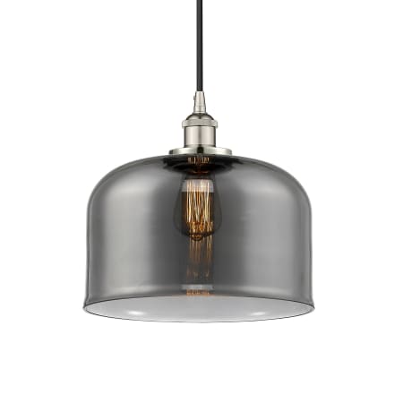 A large image of the Innovations Lighting 616-1PH-12-12-L Bell Pendant Polished Nickel / Plated Smoke