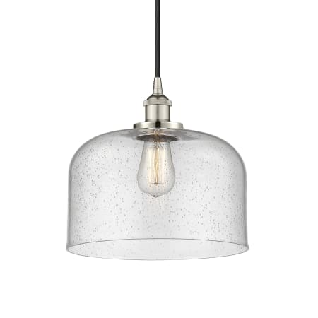 A large image of the Innovations Lighting 616-1PH-12-12-L Bell Pendant Polished Nickel / Seedy