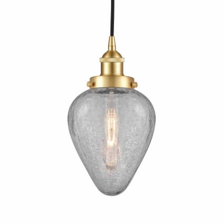 A large image of the Innovations Lighting 616-1PH-10-7 Geneseo Pendant Satin Gold / Clear Crackled