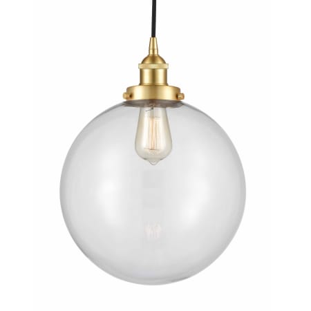 A large image of the Innovations Lighting 616-1PH-16-12 Beacon Pendant Satin Gold / Clear