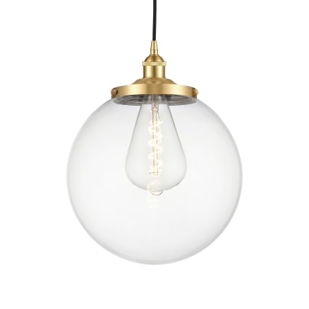 A large image of the Innovations Lighting 616-1PH-18-14 Beacon Pendant Satin Gold / Clear