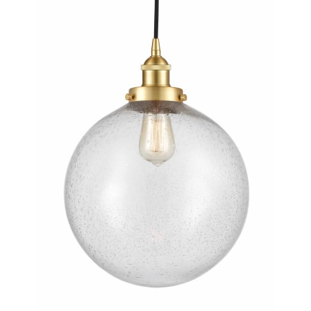 A large image of the Innovations Lighting 616-1PH-16-12 Beacon Pendant Satin Gold / Seedy