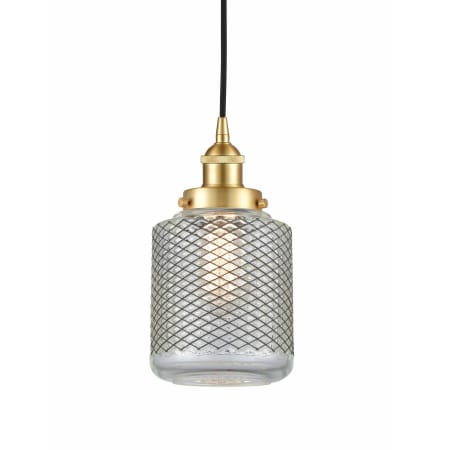 A large image of the Innovations Lighting 616-1PH-12-6 Stanton Pendant Satin Gold / Clear Wire Mesh
