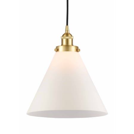 A large image of the Innovations Lighting 616-1PH-15-12-L Cone Pendant Satin Gold / Matte White