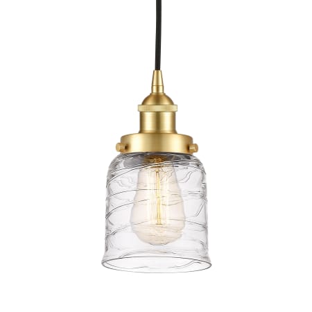 A large image of the Innovations Lighting 616-1PH-10-5 Bell Pendant Satin Gold / Deco Swirl