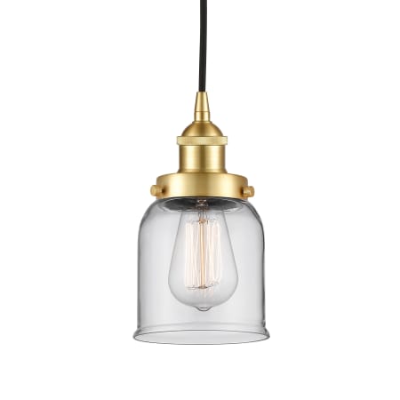 A large image of the Innovations Lighting 616-1PH-10-5 Bell Pendant Satin Gold / Clear