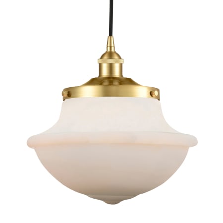A large image of the Innovations Lighting 616-1PH-12-12 Oxford Pendant Satin Gold / Matte White