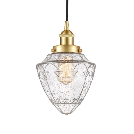 A large image of the Innovations Lighting 616-1PH-12-7 Bullet Pendant Satin Gold / Seedy