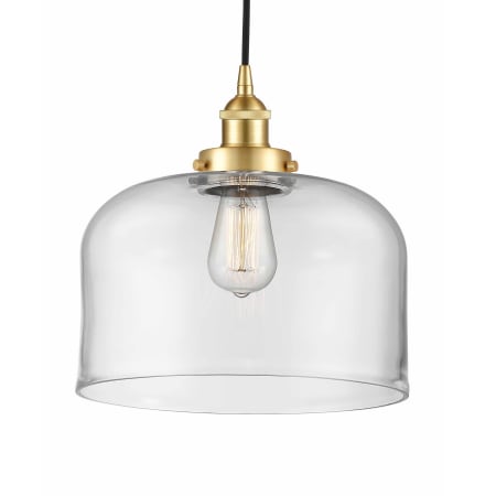 A large image of the Innovations Lighting 616-1PH-12-12-L Bell Pendant Satin Gold / Clear