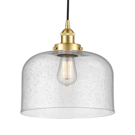 A large image of the Innovations Lighting 616-1PH-12-12-L Bell Pendant Satin Gold / Seedy