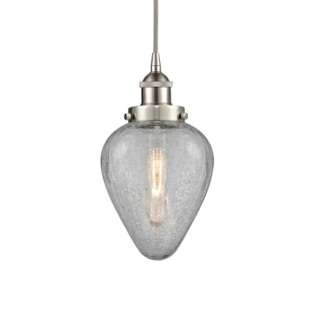 A large image of the Innovations Lighting 616-1PH-10-7 Geneseo Pendant Brushed Satin Nickel / Clear Crackled