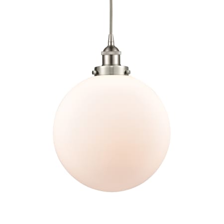 A large image of the Innovations Lighting 616-1PH-16-12 Beacon Pendant Brushed Satin Nickel / Matte White