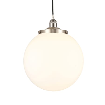 A large image of the Innovations Lighting 616-1PH-18-14 Beacon Pendant Brushed Satin Nickel / Matte White