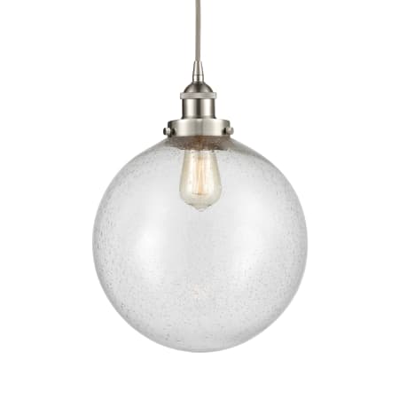 A large image of the Innovations Lighting 616-1PH-16-12 Beacon Pendant Brushed Satin Nickel / Seedy