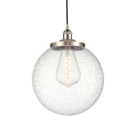 A large image of the Innovations Lighting 616-1PH-18-14 Beacon Pendant Brushed Satin Nickel / Seedy