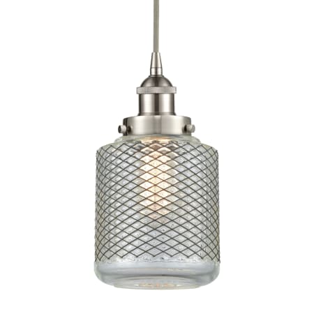 A large image of the Innovations Lighting 616-1PH-12-6 Stanton Pendant Brushed Satin Nickel / Clear Wire Mesh