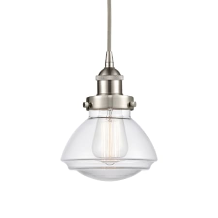 A large image of the Innovations Lighting 616-1PH-9-7 Olean Pendant Brushed Satin Nickel / Clear