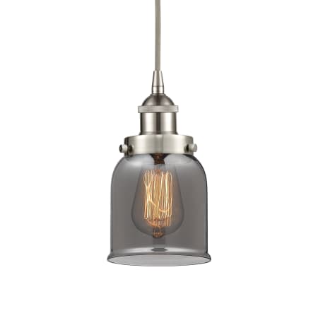 A large image of the Innovations Lighting 616-1PH-10-5 Bell Pendant Brushed Satin Nickel / Plated Smoke