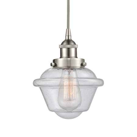 A large image of the Innovations Lighting 616-1PH-10-8 Oxford Pendant Brushed Satin Nickel / Seedy