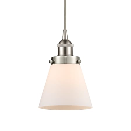 A large image of the Innovations Lighting 616-1PH-10-6 Cone Pendant Brushed Satin Nickel / Matte White