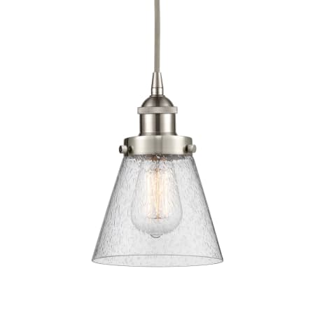 A large image of the Innovations Lighting 616-1PH-10-6 Cone Pendant Brushed Satin Nickel / Seedy