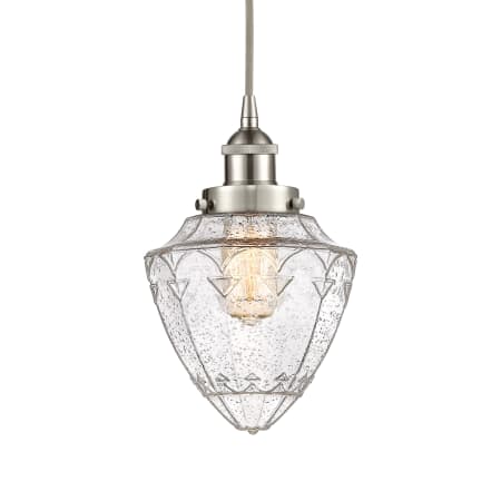 A large image of the Innovations Lighting 616-1PH-12-7 Bullet Pendant Brushed Satin Nickel / Seedy