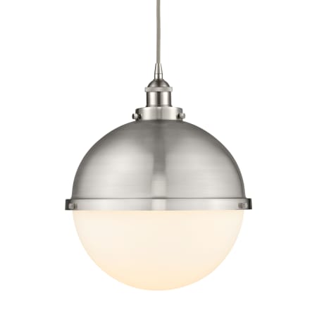 A large image of the Innovations Lighting 616-1PH-16-13 Hampden Pendant Brushed Satin Nickel / Matte White