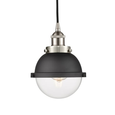 A large image of the Innovations Lighting 616-1PH-10-7 Hampden Pendant Brushed Satin Nickel / Matte Black / Clear