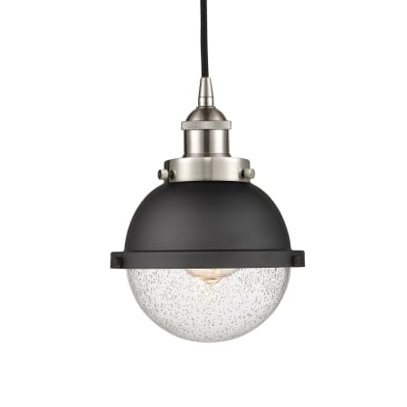 A large image of the Innovations Lighting 616-1PH-10-7 Hampden Pendant Brushed Satin Nickel / Matte Black / Seedy