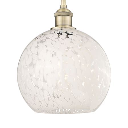 A large image of the Innovations Lighting 616-1S 11 10 White Mouchette Pendant Antique Brass