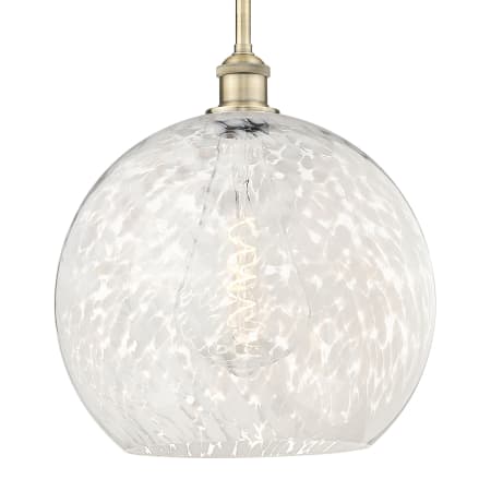 A large image of the Innovations Lighting 616-1S 16 14 White Mouchette Pendant Antique Brass