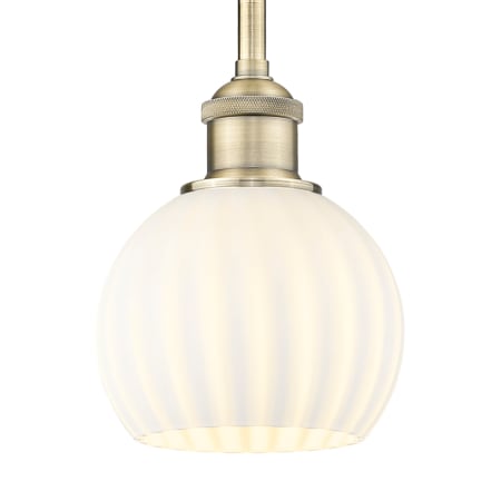 A large image of the Innovations Lighting 616-1S 8 6 White Venetian Pendant Antique Brass
