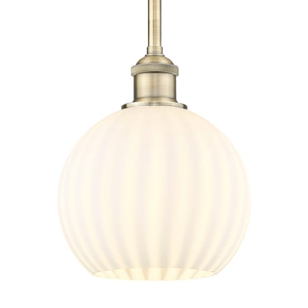 A large image of the Innovations Lighting 616-1S 10 8 White Venetian Pendant Antique Brass