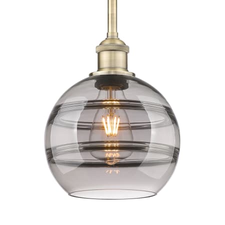 A large image of the Innovations Lighting 616-1S 9 8 Rochester Pendant Antique Brass / Light Smoke