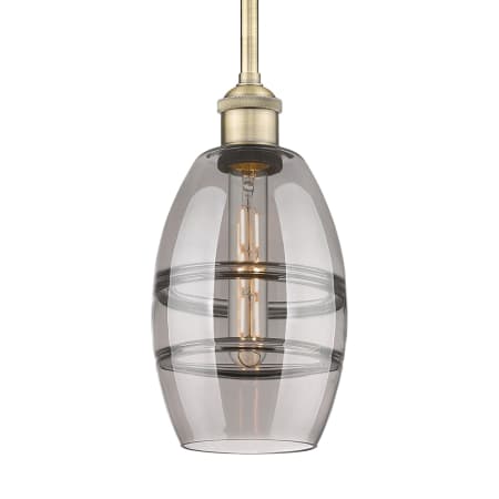 A large image of the Innovations Lighting 616-1S 8 6 Vaz Pendant Antique Brass / Light Smoke