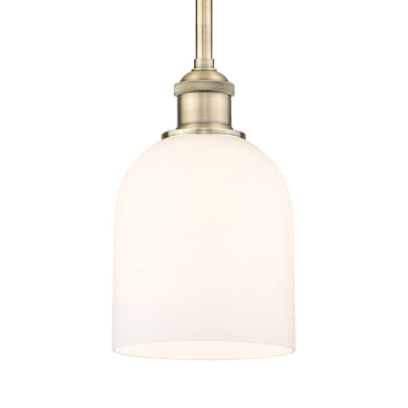 A large image of the Innovations Lighting 616-1S 9 6 Bella Pendant Antique Brass / Glossy White