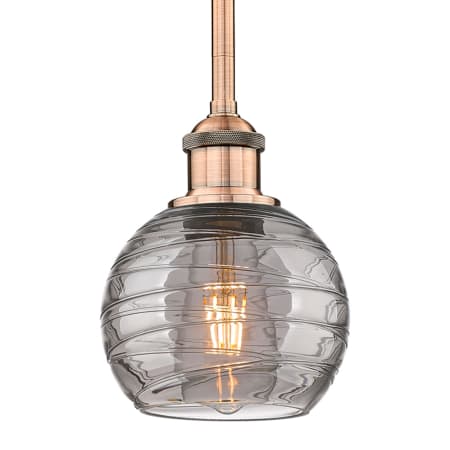 A large image of the Innovations Lighting 616-1S 8 6 Athens Deco Swirl Pendant Antique Copper